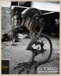 Recycled Metal Biomechanical Life-Size Monster