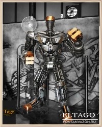 Recycled Metal Champion Boxing Robot 